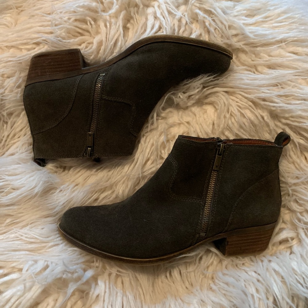 lucky brand green suede booties